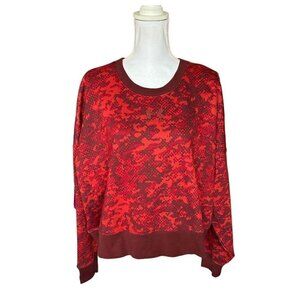 Under Armour Womens Rival Fleece Sweatshirt Top Red Camo Sz Large New $60